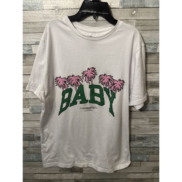 Men’s Boohoo Man T-shirt White Green Pink Size Medium - Picture 1 of 12